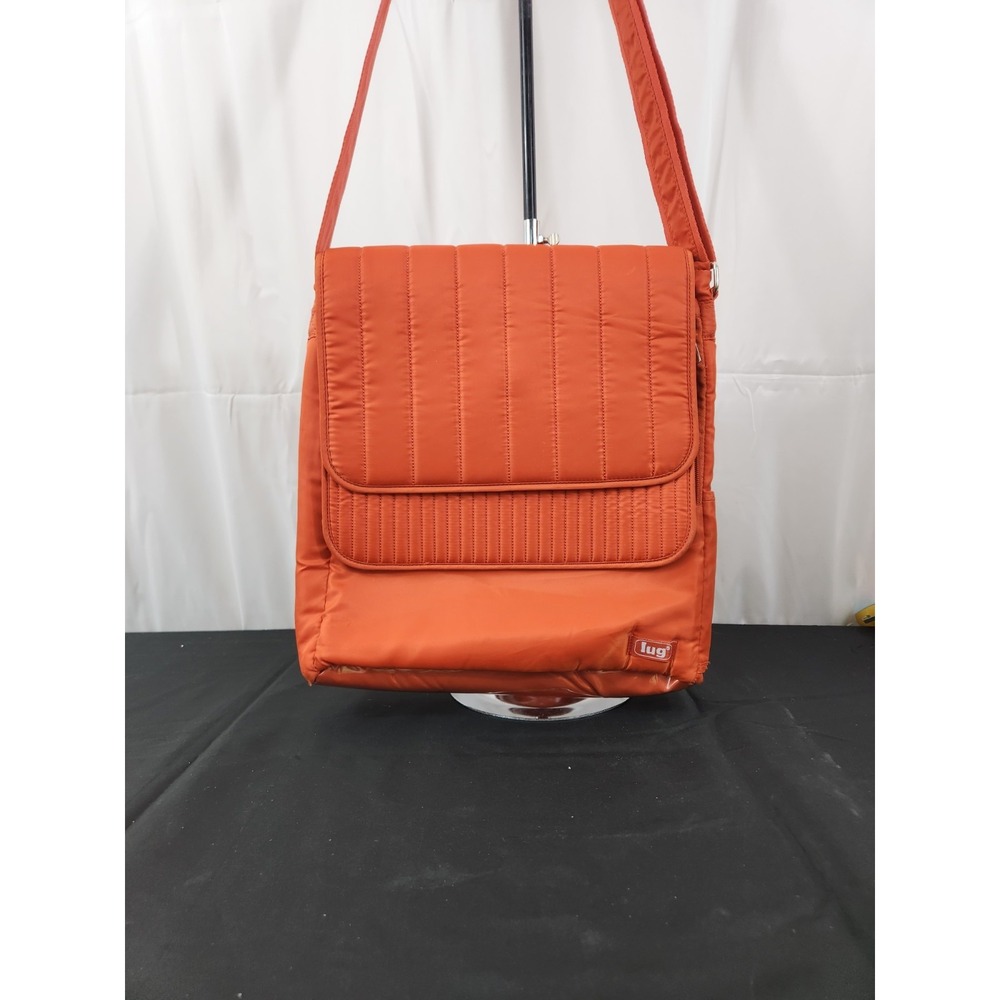 Lug Life Orange Quilted Crossbody Messenger Bag Adjustable‎ Strap Travel Purse